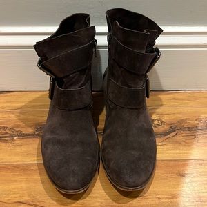 Paul Green brown suede booties with buckles